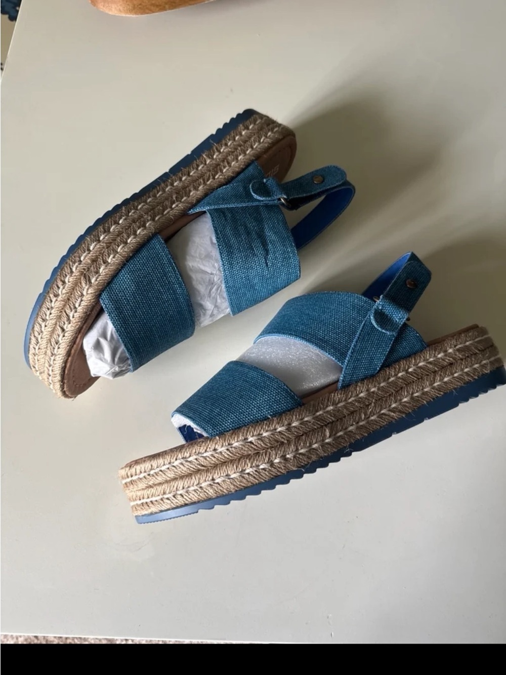 Silent D Anthropologie Alek Platform Espadrille Sandals Denim Blue 
sz 41/10.5 - Picture 8 of 12